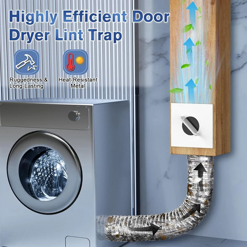 ABVJ-Metal Dryer Lint Trap,Indoor Dryer Vent With Lint Catcher,Fit In 2X4 Wall Frame/Surface Of The Wall, Drawer Mesh Filter