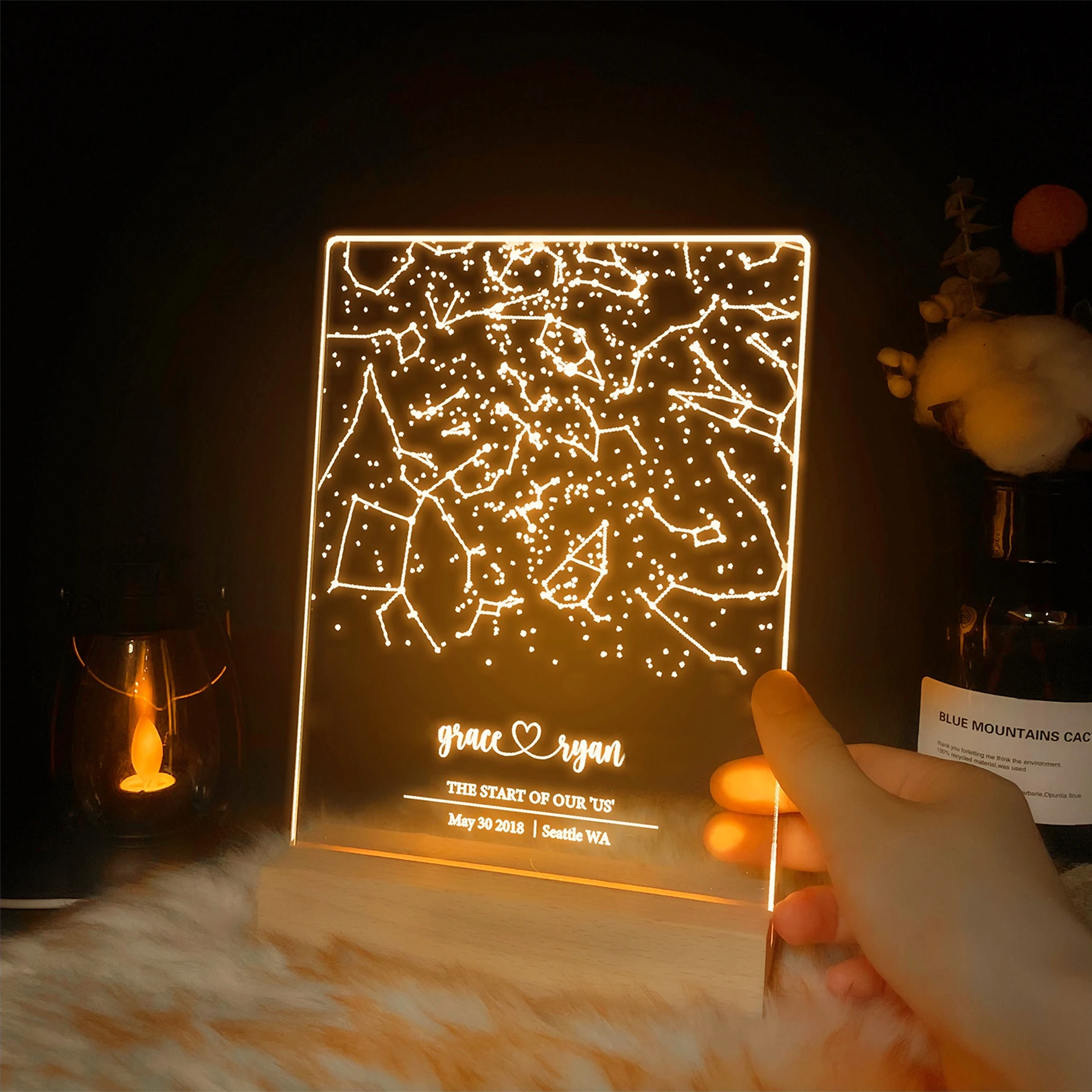 Personalized Constellation Chart Lamp Customized Bedroom NightLight for Couples MOM DAD LOVE Family BABY Day Birthday Gift