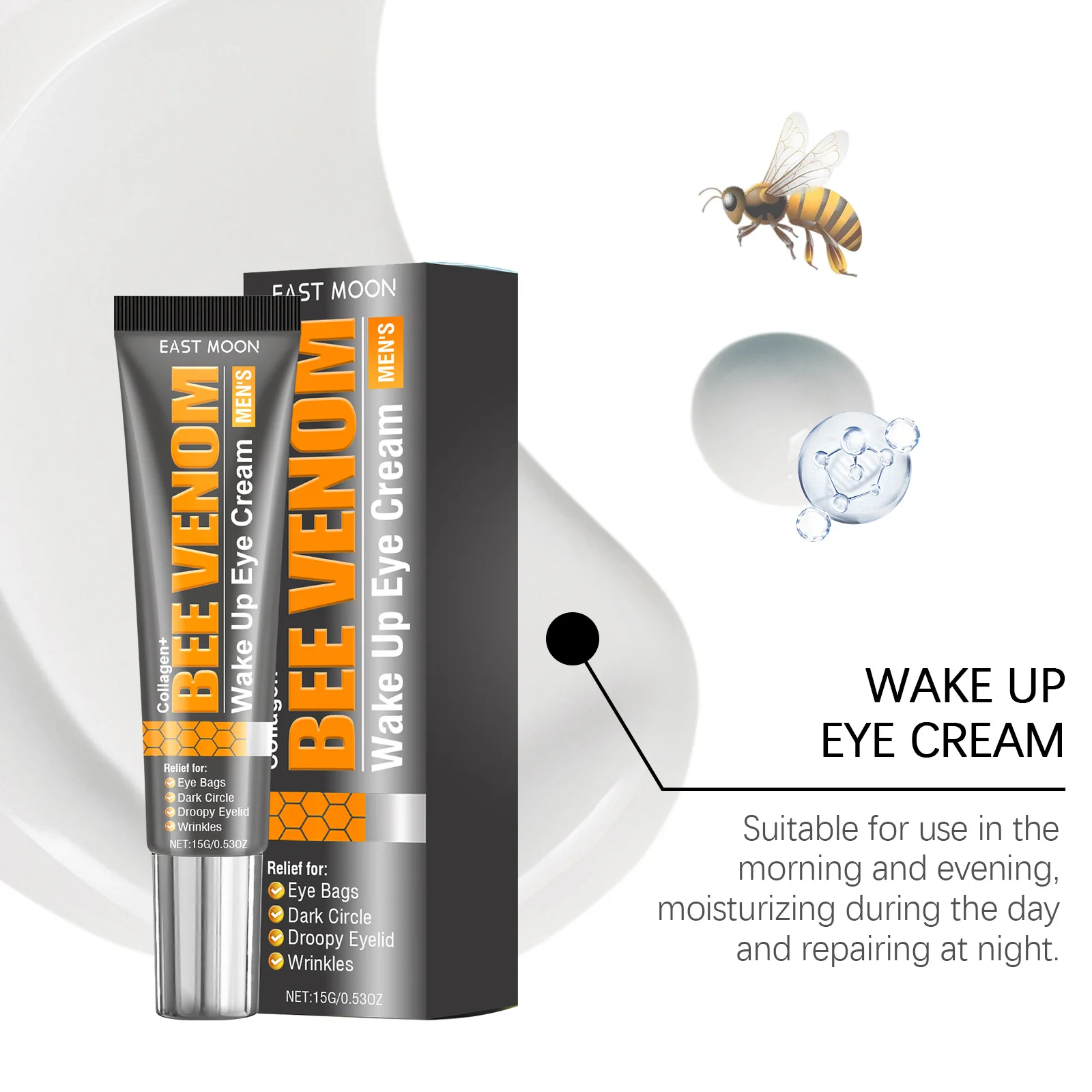 Bienengift-Augencreme Hydratisiert Trockene Augenpartie Reduziert Dunkle Flecken Mildert Feine Linien Strafft die Augenkontur Schnell Einziehende Effektive Straffende Augencreme – Detail 9
