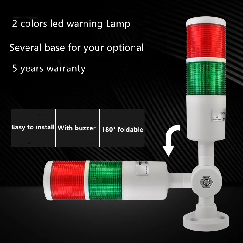 

1PCS 2 Stack 2Color LED Signal Tower Alarm Caution Warning Light For Machinery Black/White Foldable Buzzer Industrial Lamp