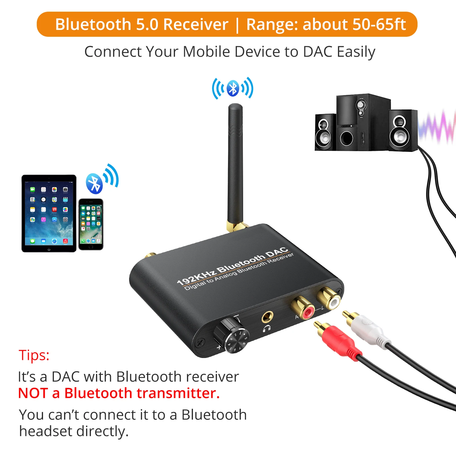 ESYNiC DAC Converterพร้อมVolume Control 192KHz Digital Coaxial ToslinkไปยังAnalogสเตอริโอL/R RCA 3.5 อะแดปเตอร์เสียง