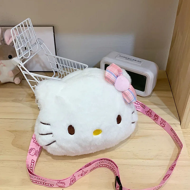 Sanrio Hello Kitty Plush Shoulder Bag Cute Cartoon Girl&Child Coin Purse Fashion Convenient To Carry Cosmetic Bag Holiday Gifts