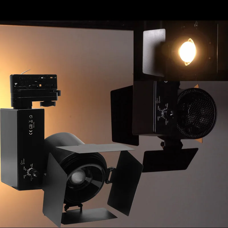 

Mini 2in1 Gallery Spotlight 4 Wire 3 Circuit Rail Track Lights 15° - 60° Manual Zoom 10W 20W 35W LED Museum Fresnel Spot Light
