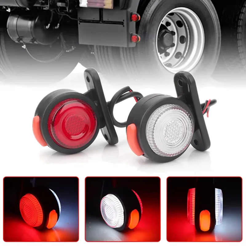 2PCS LED Lights 3-sides Truck Clearance Lights 12V 24V Side Marker Position Lamp Trailer RV Van Rear Tail Sidelight for Caravan