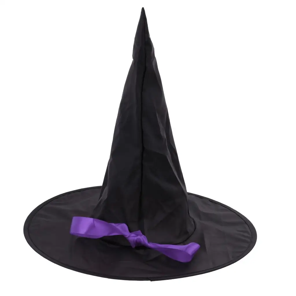 Double Face Satin Witch Cloak Halloween Cape with Cone Hat for Cosplay Role Play Dress Up