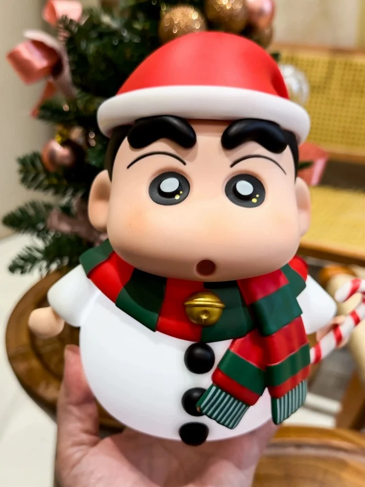 Crayon Shin Chan Figure Figurine Action Figure Cos Snowman Christmas Tree Shin Chan Desktop Ornament Glow Charge Children Gifts