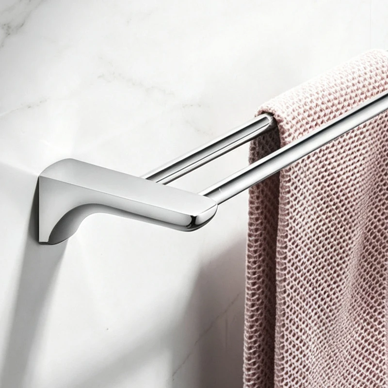 Chrome Plated Wall Mounted Stainless Steel Double Towel Bars Bathroom Towel Hanger Bathroom Accessories Towel Rack