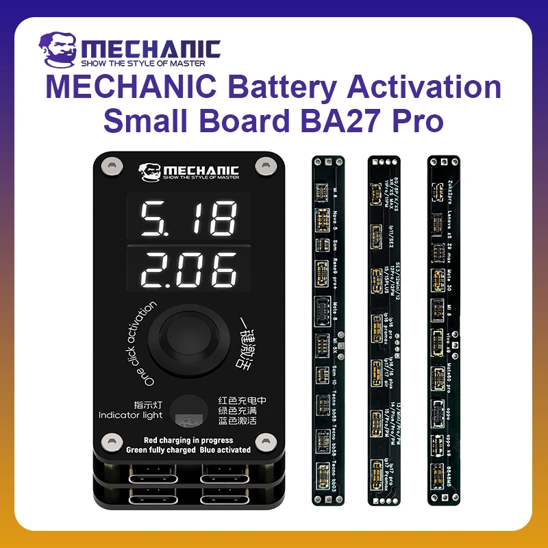MECHANIC OFFICIAL BA27+ Battery Activation Detection Board Supports IP6-16&400+Android Models One Click Activation Battery Tools