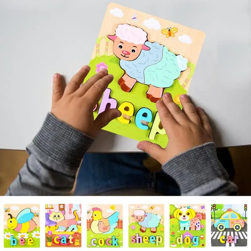 

Animal Puzzles 3D Wood Kids Puzzles Educational Cartoon Animals Early Learning Toys Children Montessori Wooden Kid Animal Toys