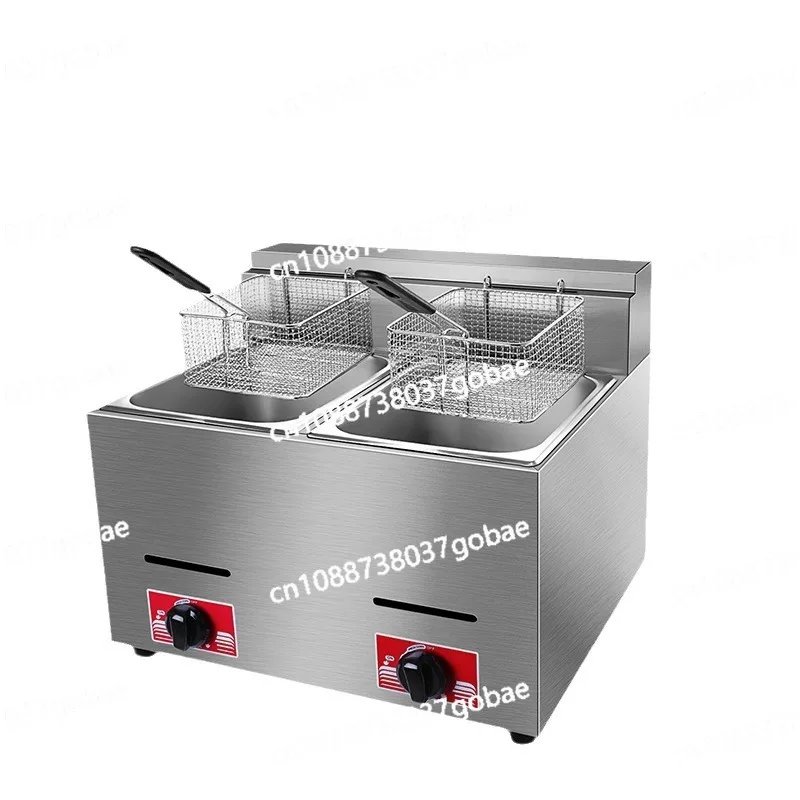 

Thickened Stainless Steel Gas Fryer Commercial Single Cylinder Screen Double Cylinder Screen Fryer Chicken Fries, Oden Cooker