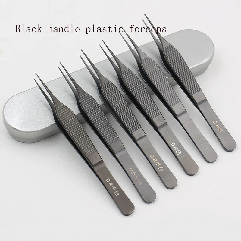 Stainless steel Edison plastic tweezers Double eyelid instrument tool Fat tweezers Platform eye tweezers with toothed hooks