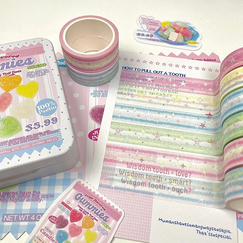 6pcs/lot Kawaii Retro Fruit Decorative Tape Set Cute Cartoon Creative Washi Tape School Stationery - view 3