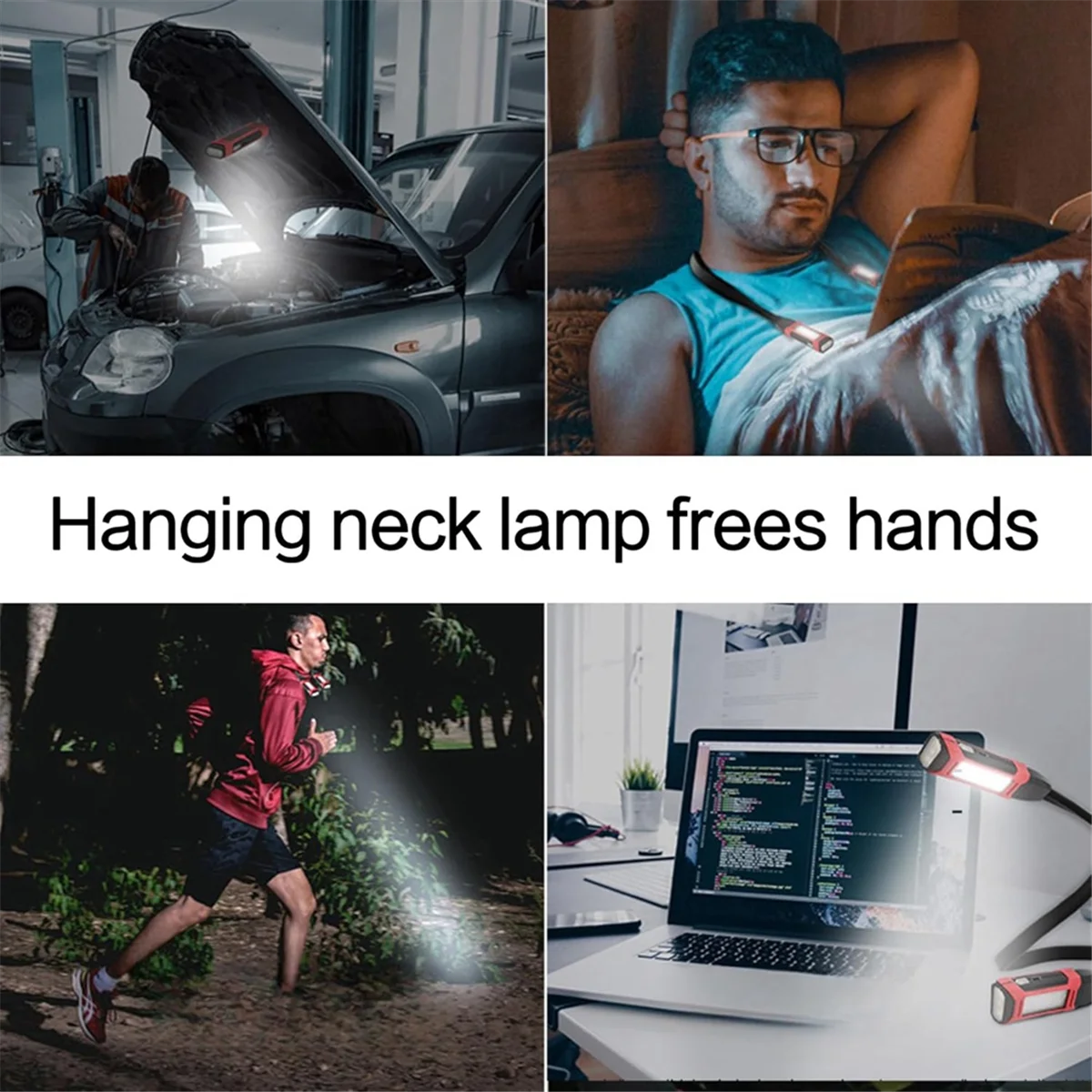A002 Neck Light Emergency Flashlight Knitting Light Crochet Light Book Light Around Neck, Flexible Rechargable Work Light