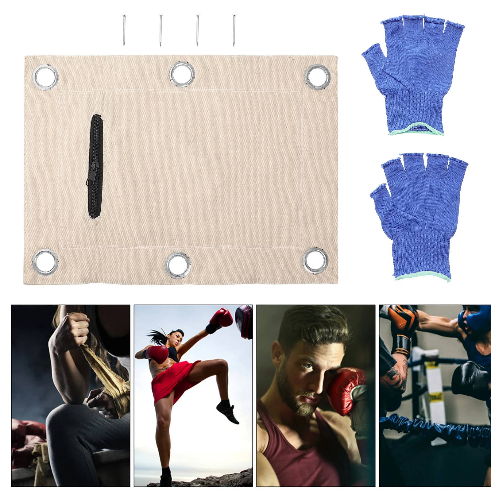 

1 Set Of Thickened Wall Mounted Boxing Pouch Pre-Drilled Holes Durable Kick Punch Training Bag For Home Gym Workout Strength