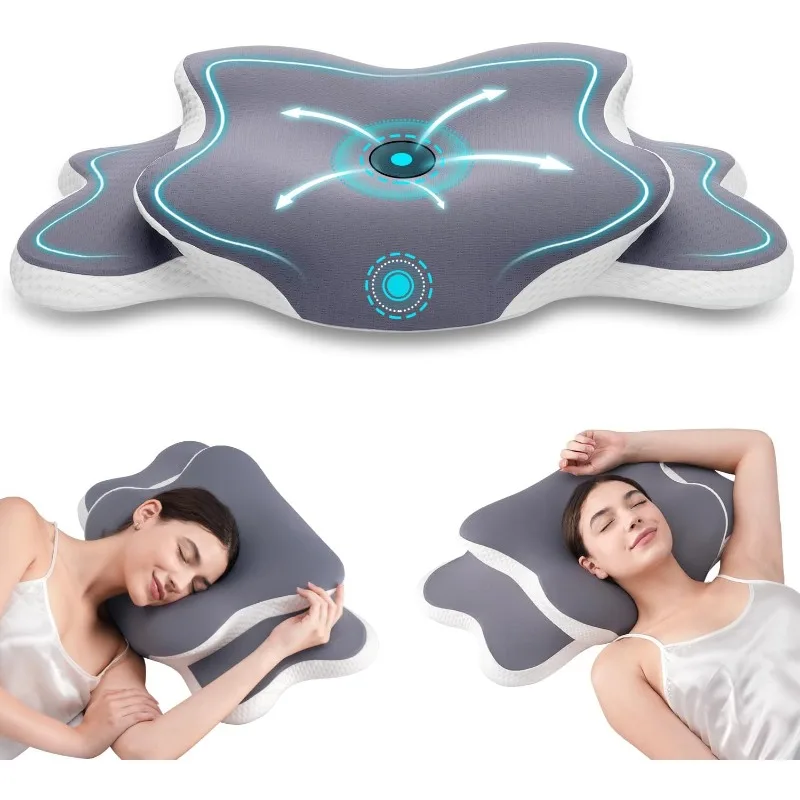 Almohada para el cuello, almohada de espuma viscoelástica, una almohada para el cuello dos en uno utilizada para aliviar el dolor de cuello, adecuada para durmientes laterales del abdomen