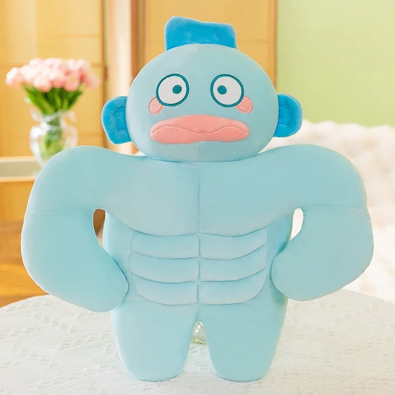 New 65cm Sanrio HANGYODON Ugly Fish Big Size Plush Doll Kawaii Funny Muscle Pillow Plush Toy Stuffed Doll for Kids Birthday Gift