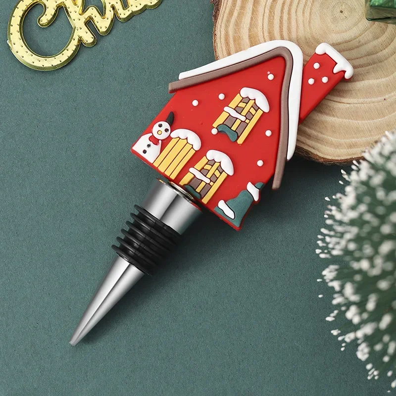 1pc Merry Christmas Wine Stopper Expanding Beverage Bottle Stopper Preservation Wine Cork Home Decor Champagne Bottle Stopper