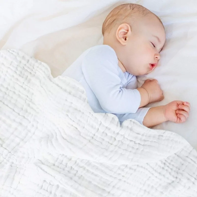 منشفة أطفال من الموسلين لحديثي الولادة من القطن الشاش فائق النعومة مناشف حمام للأطفال 6 طبقات مناشف حمام للرضع (40 × 40 بوصة)
