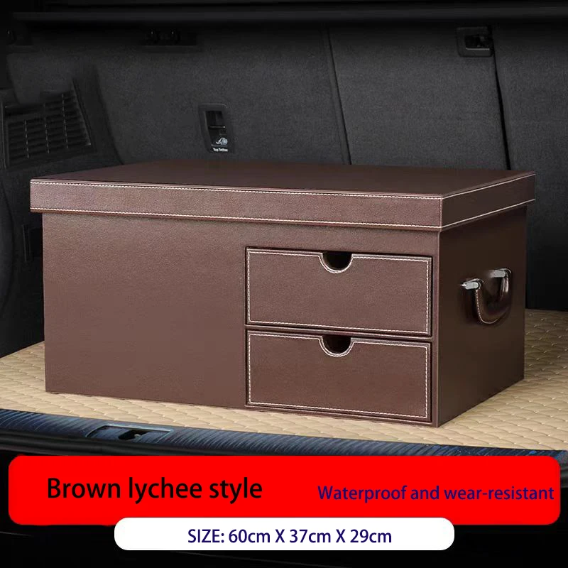 Car Trunk Storage Box Large Capacity Auto Multiuse Tools Organizer Box Stowing Tidying Leather For Emergency Storage Box