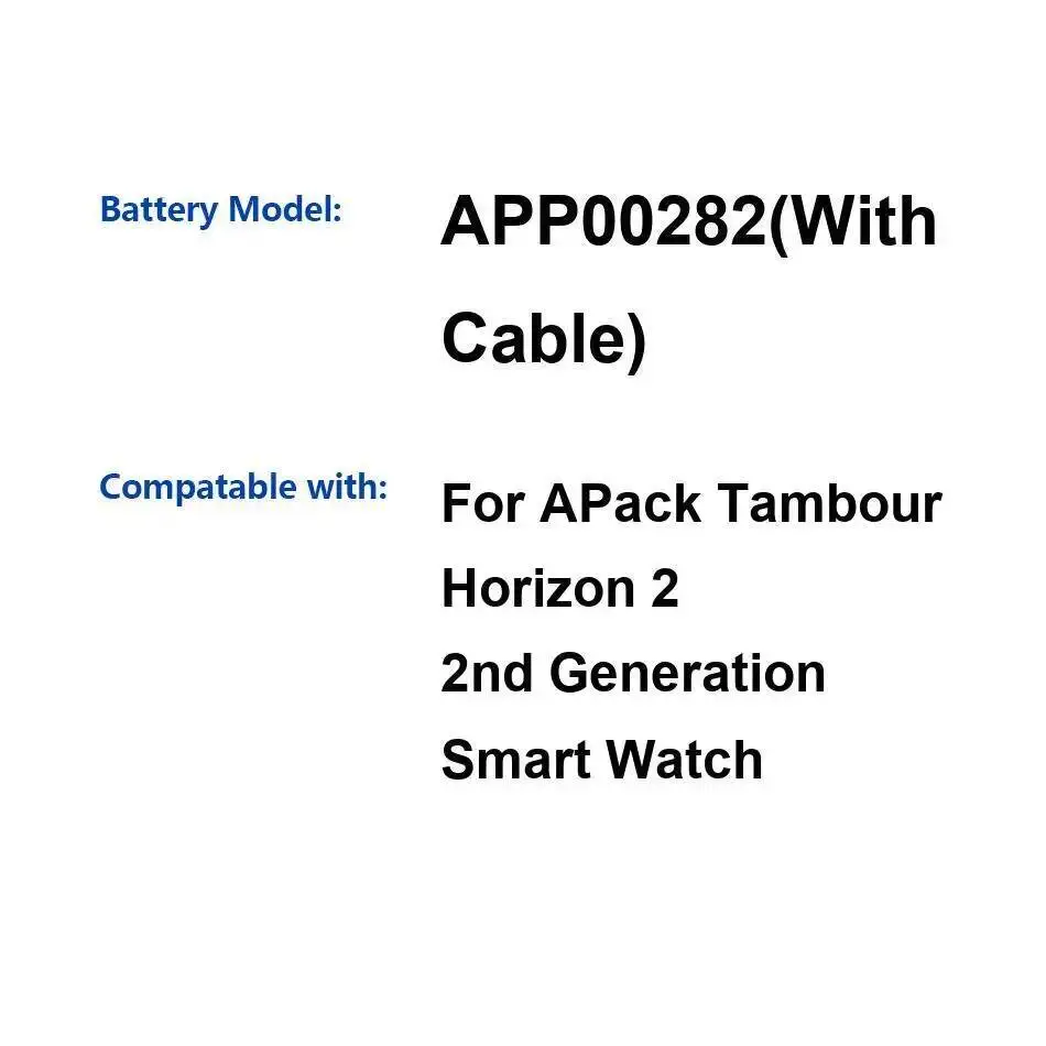 

APP00282 With Cable 300Mah For Apack Tambour Horizon 2 2Nd Generation Smart Watch Smartwatch Battery Fast Charging