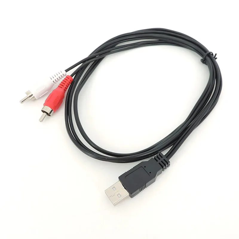 1.5 miernik USB mężczyznę z 2.0 do 2 Rca, wtyczka AV złącze konwertera przewód zasilający z adapterem PC do TV AUX adapter audio-wideo Q1