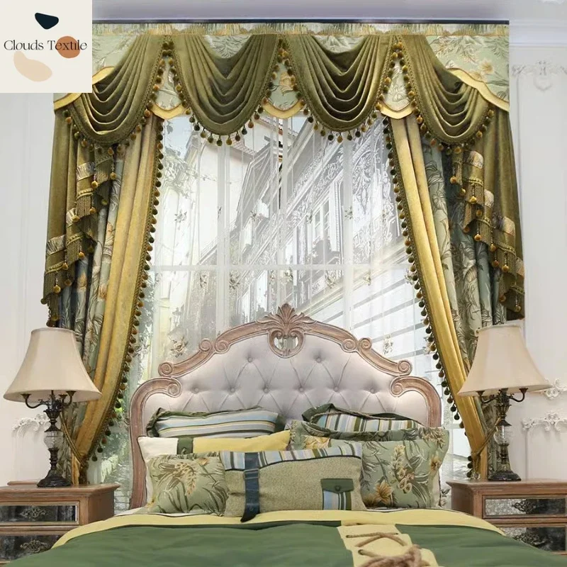 

Customized European Curtains for Living Dining Room Bedroom Luxury Simple European Retro American French High-grade