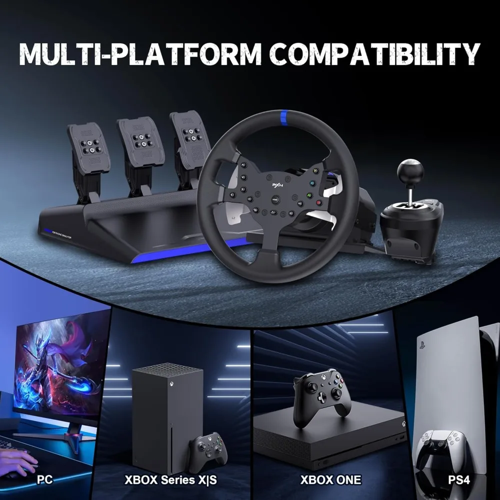 عجلة قيادة قوة الأثاث التجاري 270 900 درجة مع 3 دواسات شيفتر للكمبيوتر الشخصي PS4 سلسلة واحدة #5