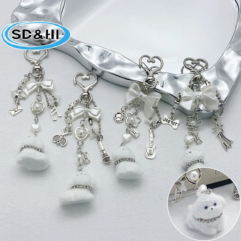 

Прекрасные 3D флокированные брелки для щенков для женщин, мультяшный Kawaii брелок для ключей с собакой, кулон, изысканное украшение для рюкзака, аксессуары, подарки