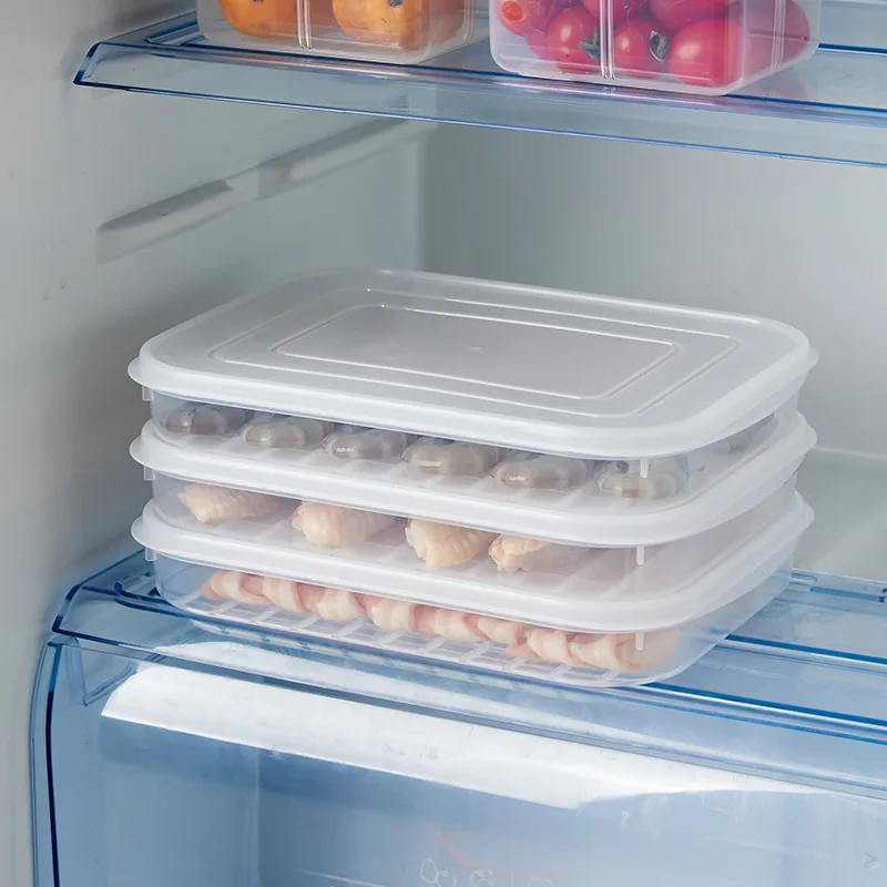 Food Fruit Storage Box Portable Compartment Refrigerator Freezer Organizers Sub-Packed Meat Onion Ginger Clear Crisper