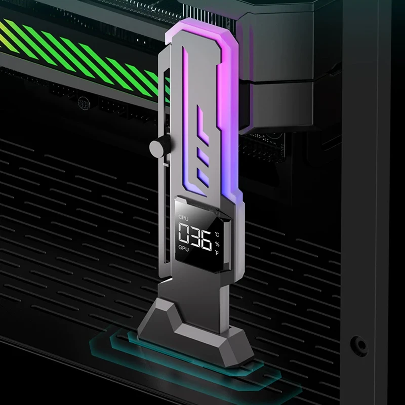 New intelligent temperature display ARGB dazzling light effect synchronous graphics card holder magnetic base