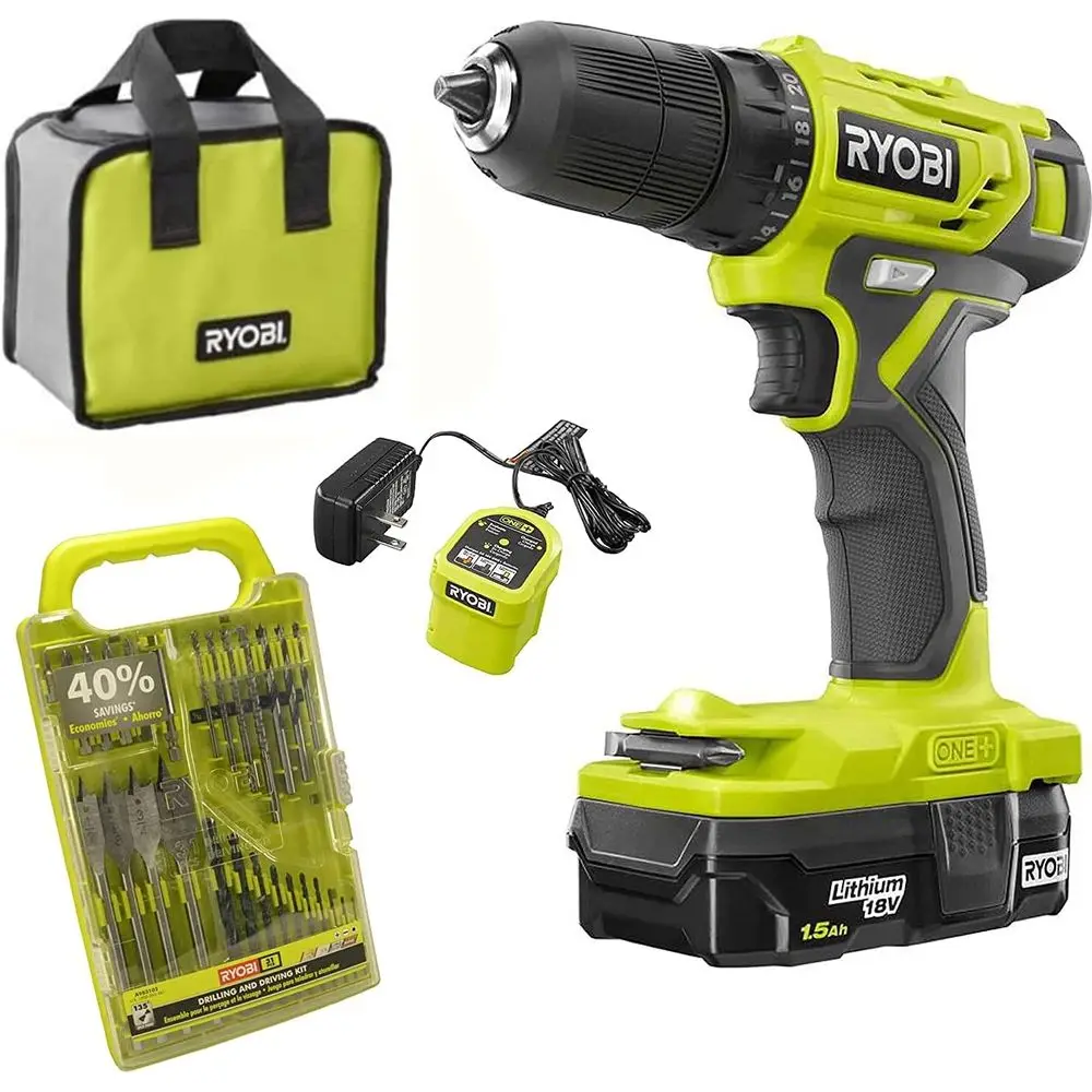 3/8 Zoll Akku-Bohrschrauber-Set mit Zusatzbits und Werkzeugtasche
