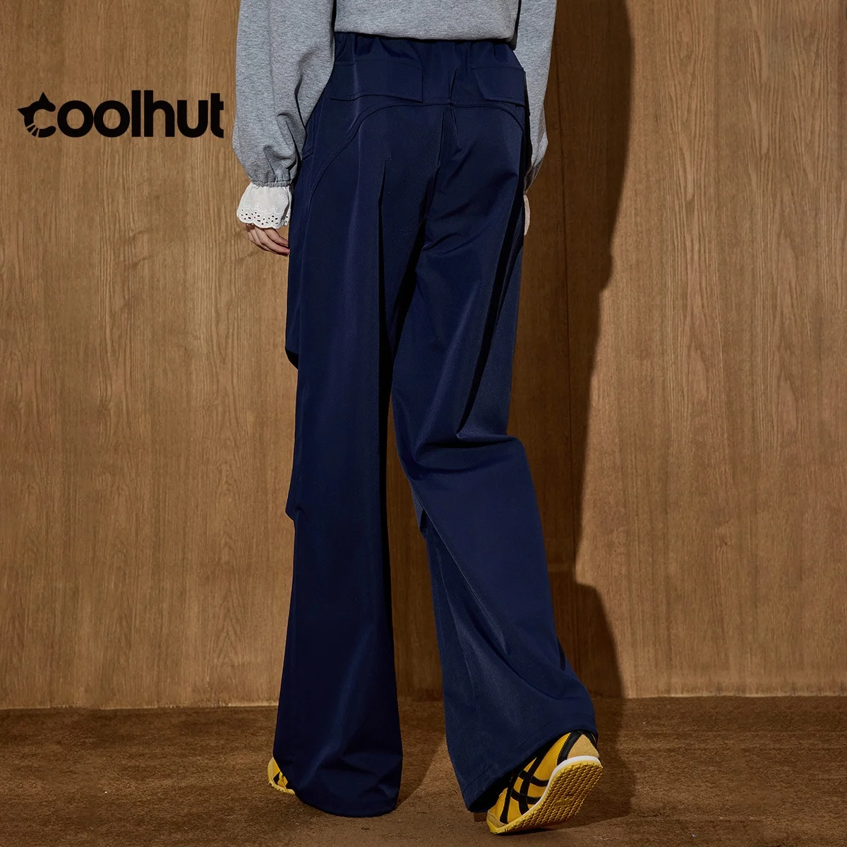 Coolhut 2025 calças curvas para mulheres americanas streetwear cordão jogger pant perna larga ajuste reto casual utilitário outono