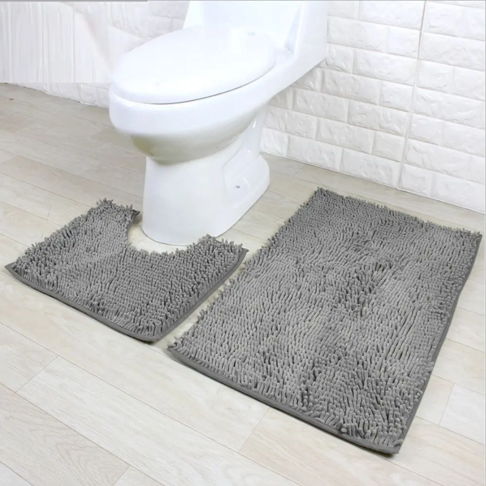 1/2pcs High Quality Colorful Washable Anti Slip Bathroom Mat Set Bath Mats Pedestal Rug Chenille Bathroom Supplies Home Decor