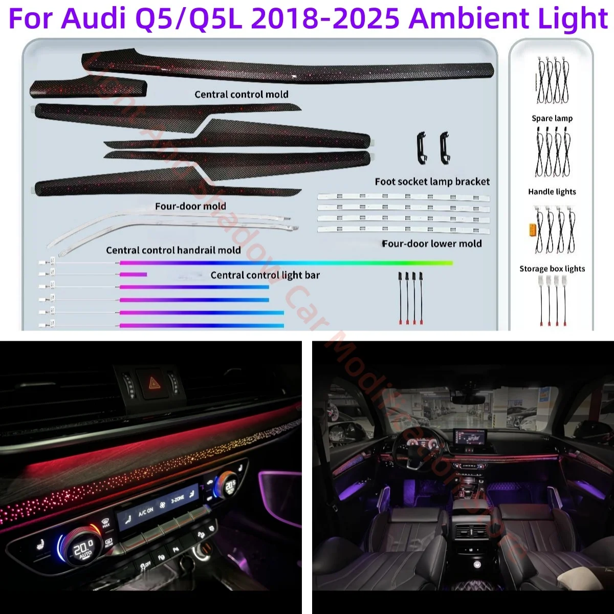 Ambient Light For Audi Q5/Q5L 2018-2025 Atmosphere Lamp Car interior lighting Upgrade car accessories Screen &APP control new