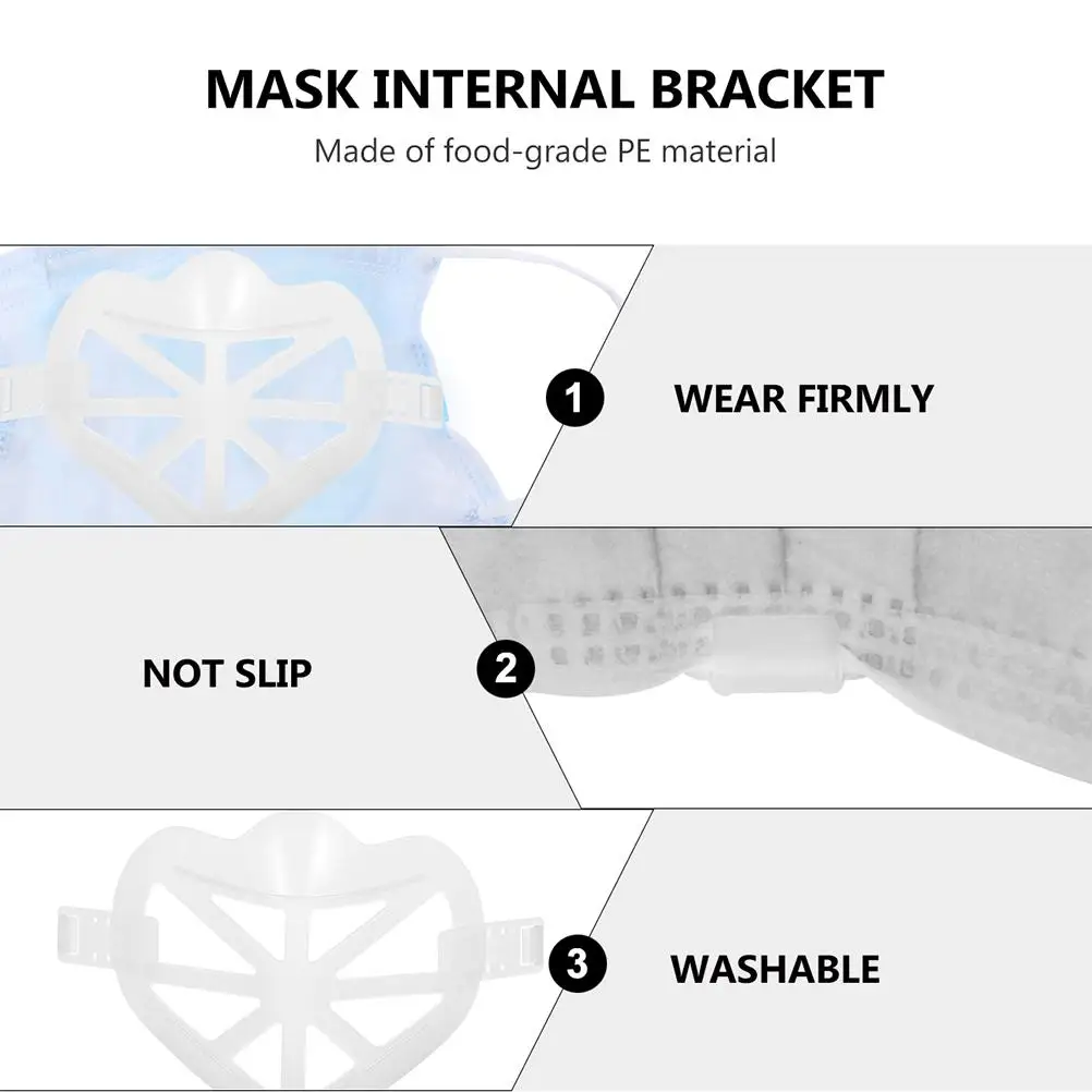 12 Pcs 3D Mask Bracket Reusable Washable Face Mask Support Adjustable Length Non Suffocating Lipstick Stand Ventilation