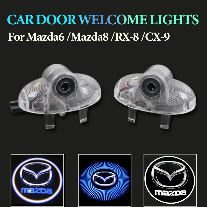2PCS LED Car Door Projector Welcome Lights Decor for Mazda Mazda6 2009-2015 Mazda8 2011-2015 RX-8 2004-2010 CX-9 2013