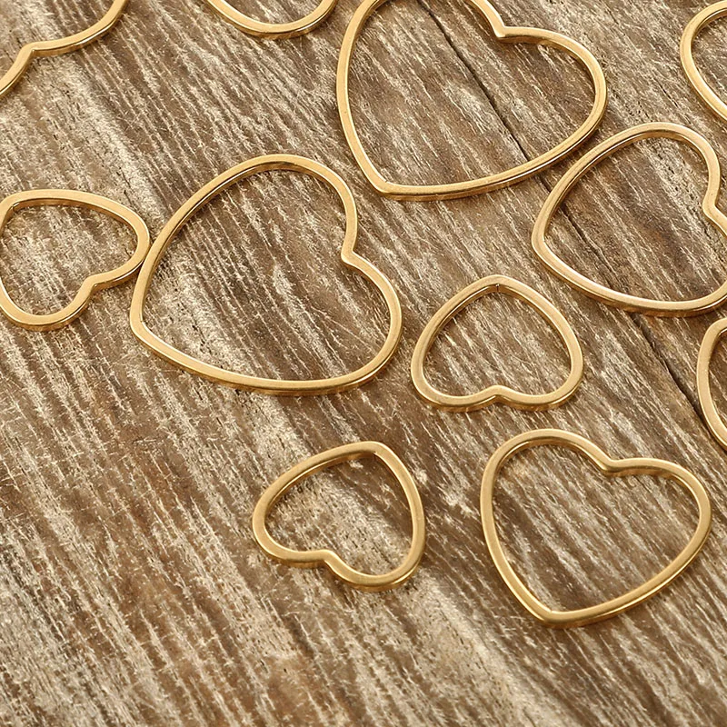 5PCS/lots Stainless Steel Hollow Heart Charms For Jewelry DIY Making Heart Pendants Accessories