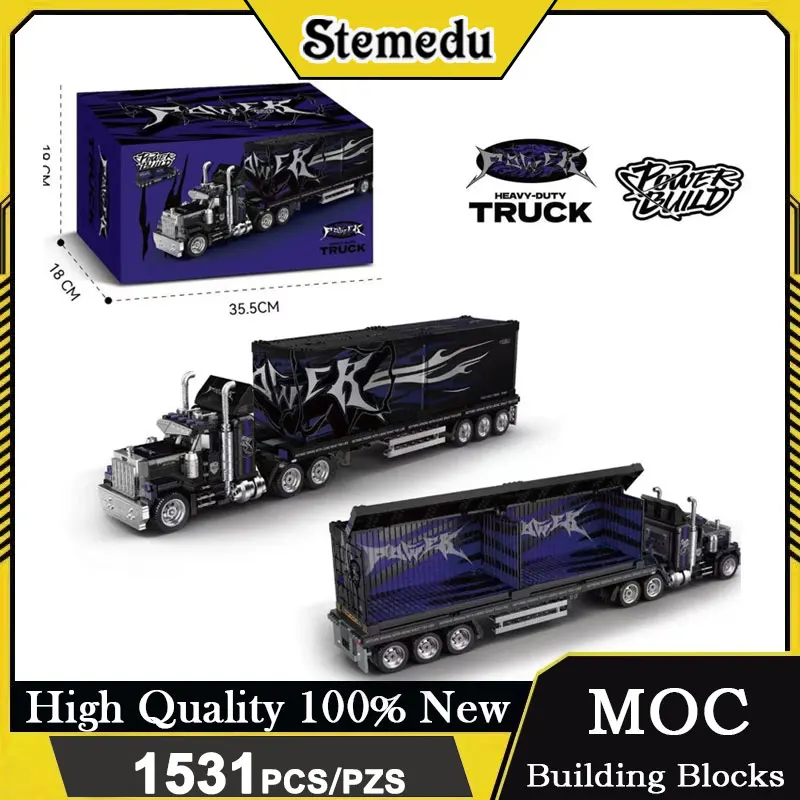 

MOC PB8829 High Tech Container Truck Trailer Car Transportation Building Blocks 1500+ PCS Vehicle Model Bricks Toy Adult Gift