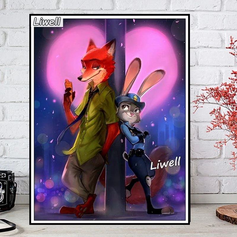 Disney Zootopia Diamond Painting Kits Judy Nick Fantasy Art Cute Cartoon Fox And Rabbit Embroidery Cross Stitch Kid's Gift