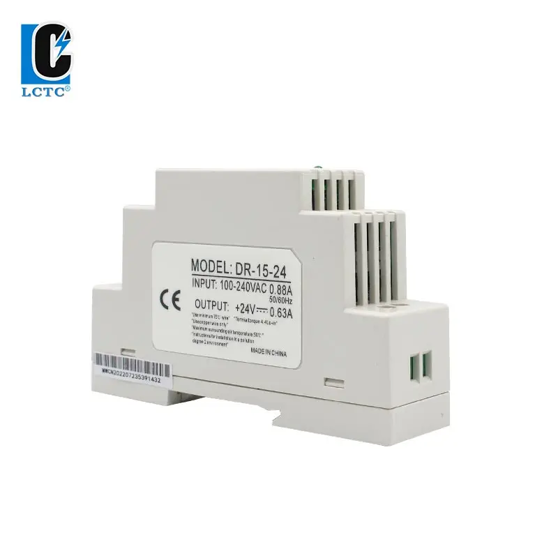 15W 5V 12V 15V 24V tensione di uscita serie DR-15 0.63A 1A 1.25A 2.4A tipo di guida trasformatore di alimentazione a commutazione di piccolo Volume