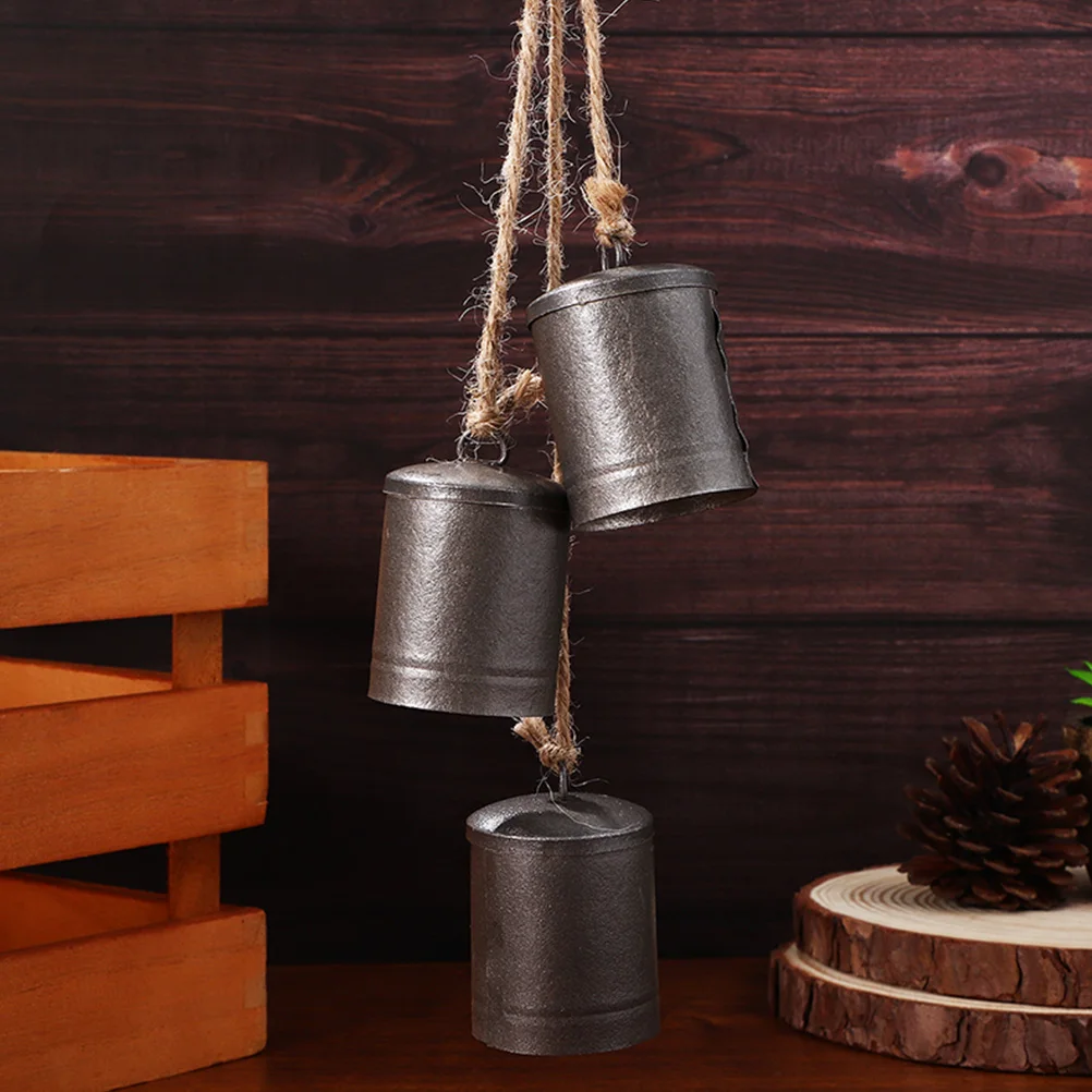 

2 Pcs Vintage Cowbell Decorative Bells Hanging Iron Wind Outdoor Metal Chimes Rustic for