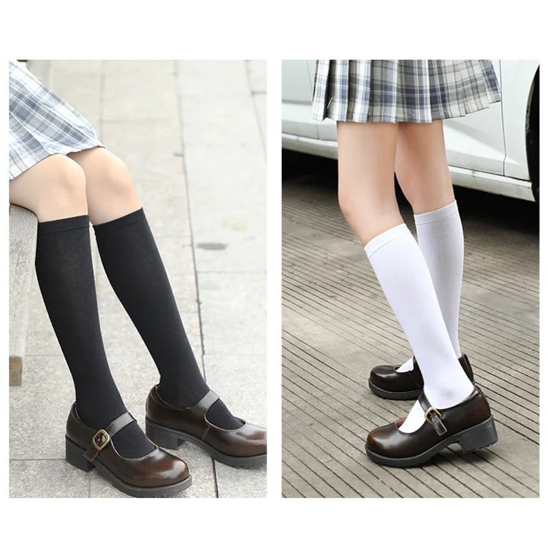 Internet Celebrity Calf Socks Female Trend Ins Summer Uniform JK Socks Female Mid-tube Solid Color Black and White Ladies Socks