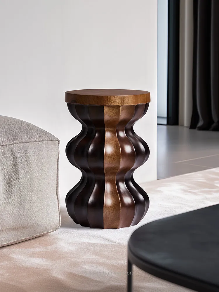 Mid-Century Solid Wood Root Carving Stool for Tea Table, Versatile Tree Stump Side Table & Plant Stand