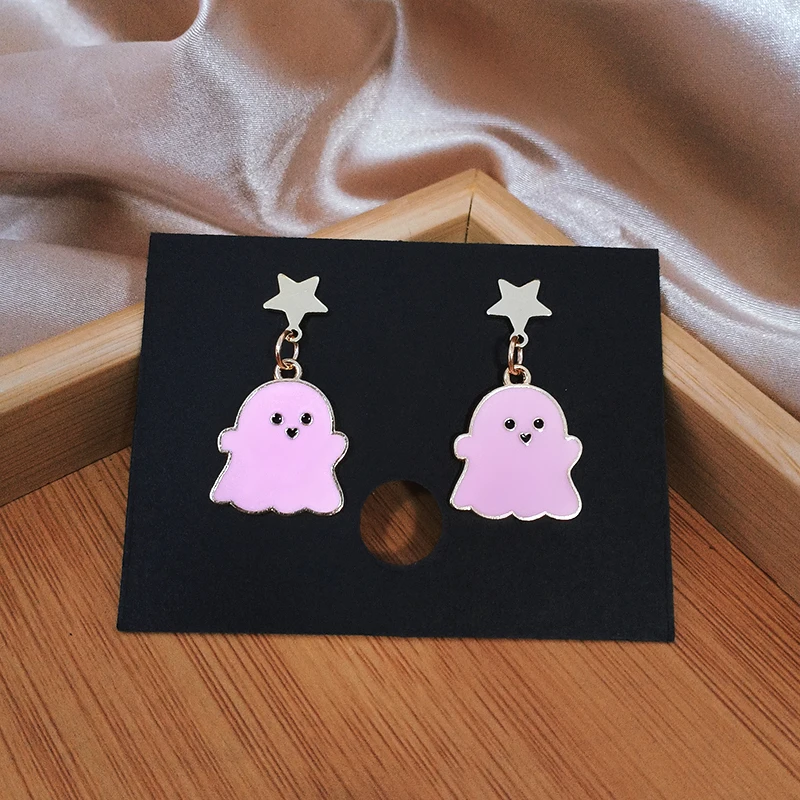 Metal Cute Little Ghost Drop Earrings for Women White Star Elf Drop Earrings Statement Earrings Gifts for Girls Wholesale B-2