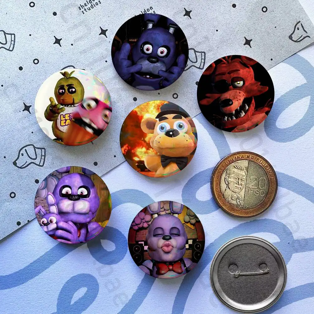 W-FnafS-S 32/44/58mm Handmade Pins Round Brooch Badge Backpacks Clothes Jewelry Gifts