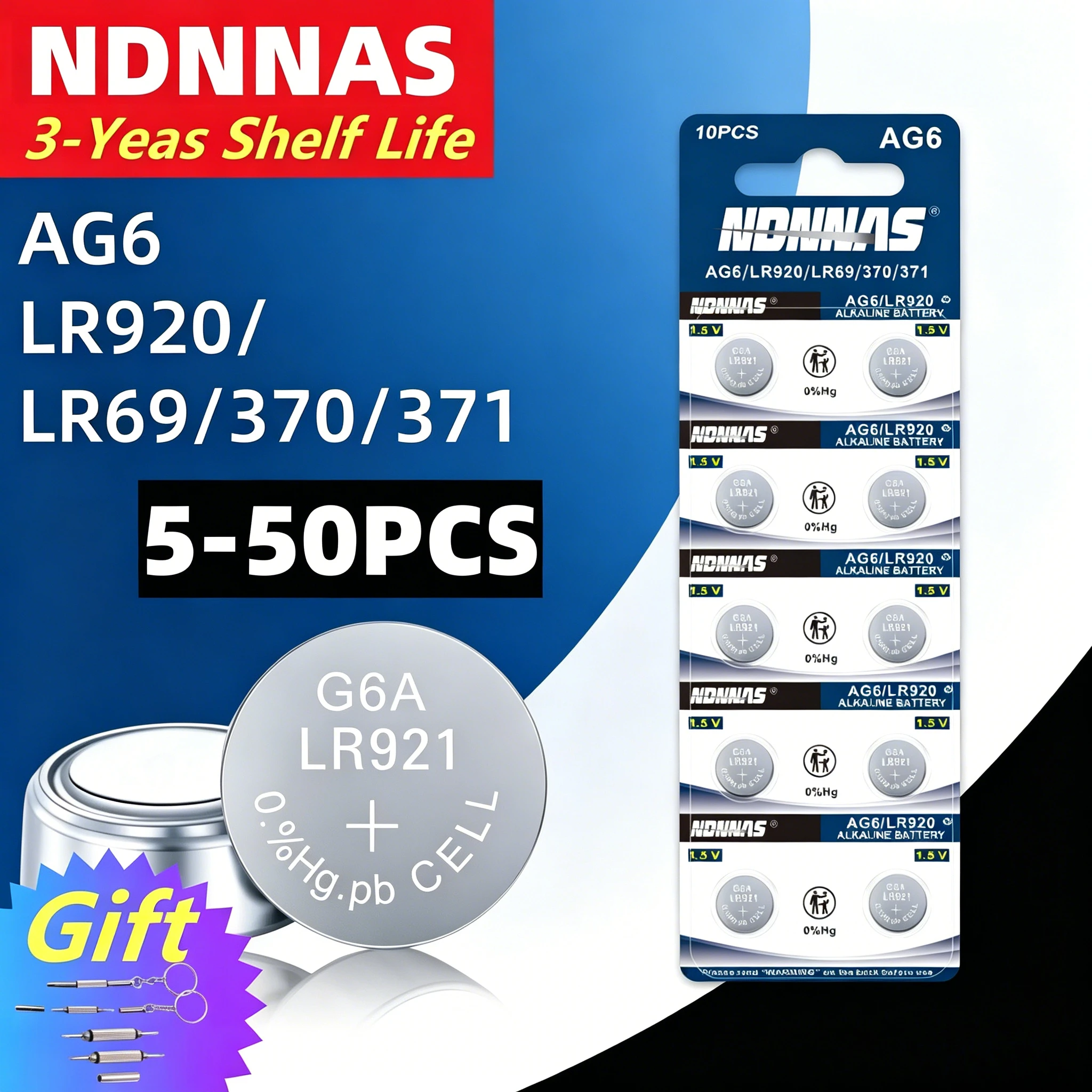 AG6 1.55V LR920 Button Batteries LR69 370 Round Cell Coin Alkaline Battery 5-50PCS For Watch Toys Clock