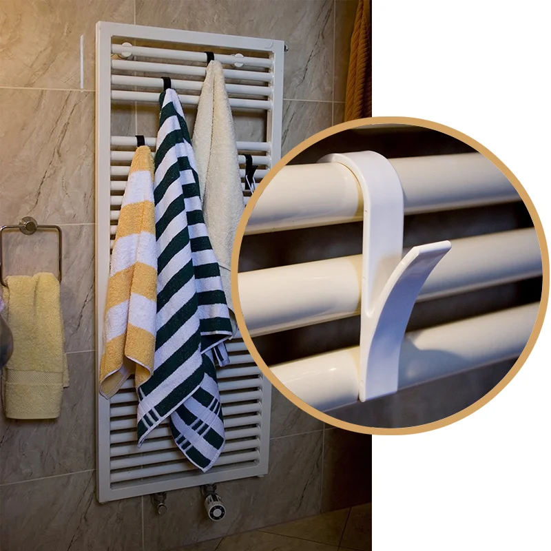 

Kitchen Bathroom Hanger Clips Storage Racks White Clear Hanger Heated Towel Radiator Rail Clothes Scarf Hanger Hooks Holder