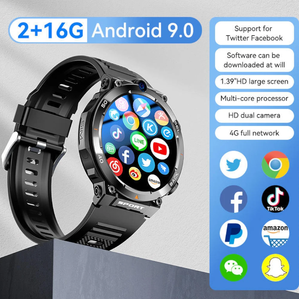 Custom Wifi GPS Dual Camera Video Call Montre Connecte Smartwatch Sim Card 4G Android Inteligente Reloj Smart Mobile Phone Watch