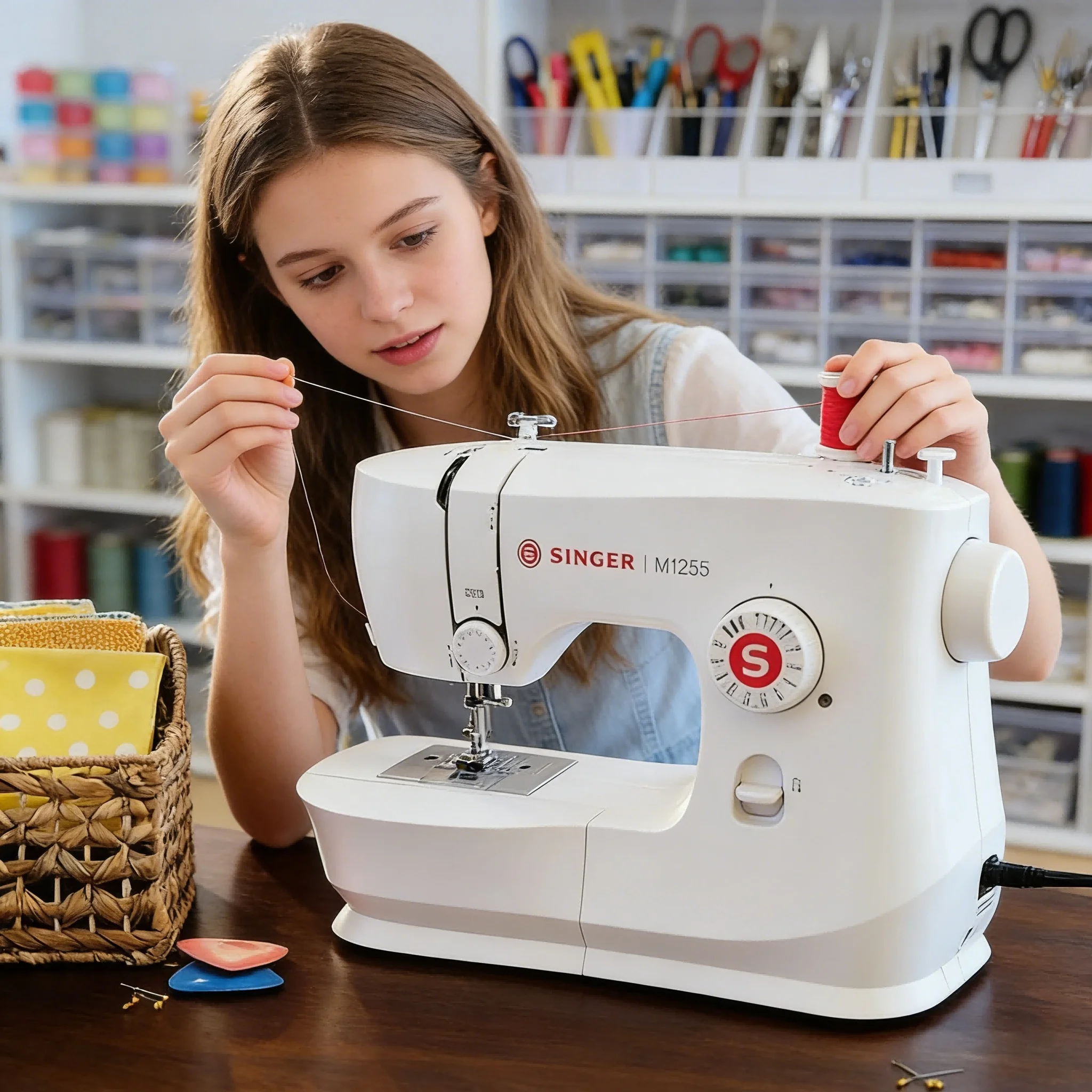

SINGER M1255 Household Sewing Machine Manufacturing Electric Portable Cloth Singer Sewing Machine with Multiple Accessories