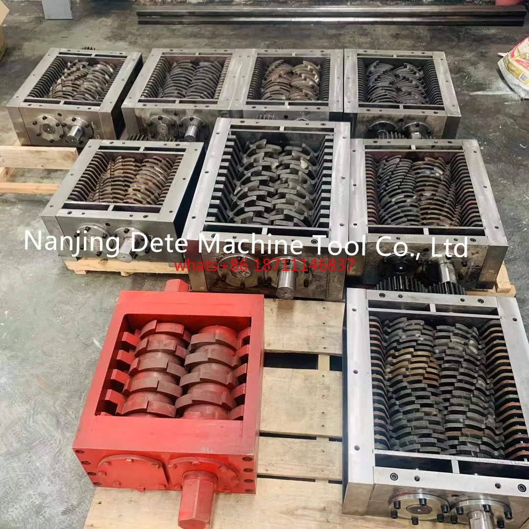 Dete Double Shaft Wood Tire Tyre Plastic Cardboard Metal Rubber Shredder Blade Chamber Box